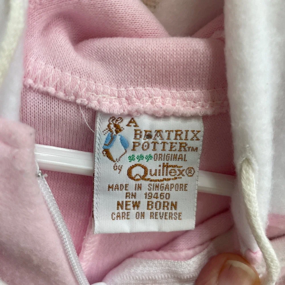 NWOT VINTAGE BEATRIX POTTER PINK FLEECE‎ SNOWSUIT WITH DETACHABLE BUNTING